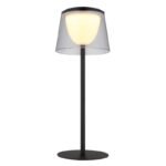 Lampă de masă metal negru mat, plastic fumuriu, touch on/off, dimmable, funcție memorie, excl. adaptor, USB-A 2.0/USB-C, IP44, ø: 130mm, H: 340mm, 2 înălțimi posibile: 34 cm sau 21 cm, incl. LED 1.8W 230V, sursă 220 lm, ieșire 150 lm, 3000K - imagine 5