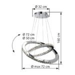 Suspensier, metal, crom, cristale K9 transparente, reglabila, Ø 720, H:1600, inclusiv 1xLED 56W 230V, 4400lm, 4000K. - imagine 3