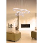 Suspensie,crom, cristal K5 , inele mobile, DM: 30cm, 50cm si 70cm, telecomanda, culori fixabile, D: 700, H :. 1200, incl 1xLED 76W 230V, 3260lm sursă, ieșire 3060lm, CCT 3.000-4.000-6.000 K