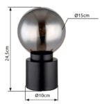 Lampă de masă metal negru mat, metal alamă mată, sticlă fumurie, comutator pe cablu, ø: 150mm, I: 245mm, lungime cablu 1500mm, fără 1x E14 25W 230V - imagine 5