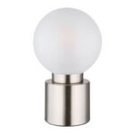 Lampă de masă din metal nichel mat, sticlă alb, satinată, întrerupător pe cablu, ø: 150mm, I: 245mm, lungime cablu 1500mm, fără 1x E14 25W 230V - imagine 3