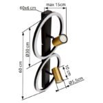 Aplică metal negru mat, metal alamă mată, plastic alb, L x l x I: 600x300x155mm, incl. LED 24W 230V, sursă 2850lm, putere 1400lm, 3000K, fără becuri 2xGU10 LED 5W 230V - imagine 6
