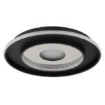 Plafonieră metal negru mat, cristale din plastic transparent, oglindă, dimmable, mai multe niveluri prin întrerupător de perete, funcție de memorie, lumină de noapte, telecomanda, ø 525mm, LED 30W 230V, sursă 600-3737lm, ieșire 300-1362lm, 2700-6500K - imagine 3