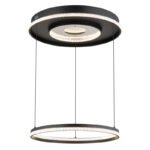 Lumină suspendată aluminiu negru mat, cristale din plastic transparent, efect de cristal, oglindă,  dimmabil, lumină de noapte, temporizator, telecomandă, ø 600mm, înălțime reglabilă, LED 54W 230V, sursă 600-6716lm, ieșire 300-2035lm, CCT 2700-6500K