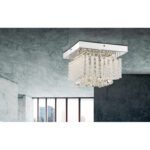 Plafoniera crom, tije de sticla, cristale, LxWxH: 250x250x150, incl. 1xLED 12W 40V, 1300lm, output 1200 lm, 4000K