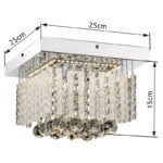 Plafoniera crom, tije de sticla, cristale, LxWxH: 250x250x150, incl. 1xLED 12W 40V, 1300lm, output 1200 lm, 4000K - imagine 5
