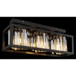Plafonieră metal negru mat, cristale de sticlă fumurii, L x l x I: 510x170x205mm, fără 3x E27 40W 230V - imagine 3