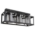 Plafonieră metal negru mat, cristale de sticlă fumurii, L x l x I: 510x170x205mm, fără 3x E27 40W 230V - imagine 4
