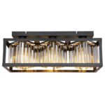 Plafonieră metal negru mat, cristale de sticlă fumurii, L x l x I: 510x170x205mm, fără 3x E27 40W 230V - imagine 5