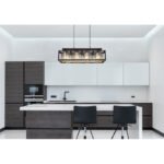 Lampă suspendată din metal negru mat, cristale de sticlă de culoare fumurie, înălțimea poate fi redusă (lampă suspendată), L x l x I: 680x170x1200mm, fără 4x E27 40W 230V - imagine 2
