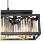 Lampă suspendată din metal negru mat, cristale de sticlă de culoare fumurie, înălțimea poate fi redusă (lampă suspendată), L x l x I: 680x170x1200mm, fără 4x E27 40W 230V - imagine 5