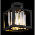 Plafonieră metal negru mat, cristale de sticlă fumurii, L x l x I: 170x170x210mm, fără 1x E27 40W 230V - imagine 3