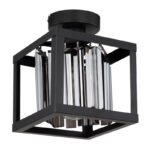 Plafonieră metal negru mat, cristale de sticlă fumurii, L x l x I: 170x170x210mm, fără 1x E27 40W 230V - imagine 4