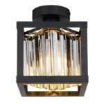 Plafonieră metal negru mat, cristale de sticlă fumurii, L x l x I: 170x170x210mm, fără 1x E27 40W 230V - imagine 5
