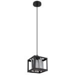 Lampă cu suspensie metal negru mat, cristale de sticlă de culoare fumurie, L x l x I: 170x170x1200mm, fără 1x E27 40W 230V