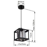 Lampă cu suspensie metal negru mat, cristale de sticlă de culoare fumurie, L x l x I: 170x170x1200mm, fără 1x E27 40W 230V - imagine 6