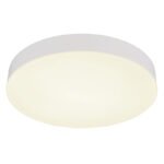 Plafonieră din plastic alb mat, plastic opal, comutator glisantă, comutator pas cu pas, culorile pot fi fixate, ø: 300mm, H: 45mm, incl. LED 24W 230V, sursă 2700lm, ieșire 2150lm, CCT 3000/4000/6500K