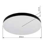 Plafonieră din plastic negru mat, plastic alb mat, plastic opal, comutator glisantă, comutator pas cu pas, culorile pot fi fixate, ø: 500mm, H: 45mm, incl. LED 50W 230V, sursă 6000lm, ieșire 4500lm, CCT 3000/4000/6500K - imagine 6