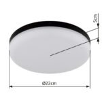 Plafoniera plastic negru mat, plastic opal, ø: 220mm, H: 50mm, incl. LED 12W 230V, sursa 1430lm, iesire 800lm, 4000K - imagine 5