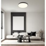 Plafoniera plastic negru mat, plastic opal, ø: 300mm, H: 50mm, incl. LED 18W 230V, sursa 2000lm, iesire 1080lm, 4000K - imagine 2