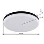 Plafoniera plastic negru mat, plastic opal, ø: 300mm, H: 50mm, incl. LED 18W 230V, sursa 2000lm, iesire 1080lm, 4000K - imagine 5