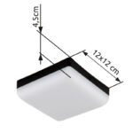 Plafoniera plastic negru mat, plastic opal, LxLxA: 120x120x45mm, incl. LED 8W 230V, sursa 870lm, iesire 570lm, 4000K - imagine 5