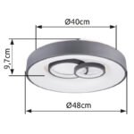 Plafoniera metal alb gri ,acril, funcție memorie, night light, dimabil, telecomandă, culori fixabile, D: 480, H: 100, incl.1xLED 50W 230V, sursă 200-6900lmlm, ieșire80-2000lm, CCT 3.000-4500-6.500K - imagine 6