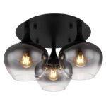 Plafonieră metal negru mat, sticlă fumurie, ø: 450mm, I: 255mm, fără becuri 3xE27 40W 230V