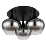 Plafonieră metal negru mat, sticlă fumurie, ø: 450mm, I: 255mm, fără becuri 3xE27 40W 230V - imagine 3