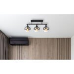 Plafonieră metal negru mat, sticlă de culoare fumurie, gradient transparent, LxLxA: 650x150x285mm, fără 3x E27 40W 230V - imagine 2