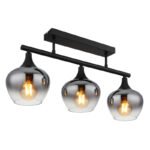 Plafonieră metal negru mat, sticlă de culoare fumurie, gradient transparent, LxLxA: 650x150x285mm, fără 3x E27 40W 230V
