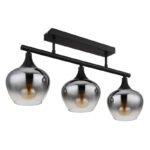 Plafonieră metal negru mat, sticlă de culoare fumurie, gradient transparent, LxLxA: 650x150x285mm, fără 3x E27 40W 230V - imagine 3