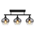 Plafonieră metal negru mat, sticlă de culoare fumurie, gradient transparent, LxLxA: 650x150x285mm, fără 3x E27 40W 230V - imagine 4