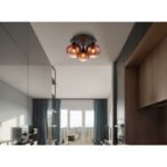 Plafonieră metal negru mat, metal negru-cromat, sticlă de culoare cupru, gradient transparent, ø: 450mm, H: 255mm, excl. 3x E27 40W 230V - imagine 2