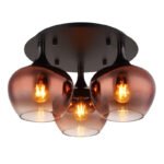 Plafonieră metal negru mat, metal negru-cromat, sticlă de culoare cupru, gradient transparent, ø: 450mm, H: 255mm, excl. 3x E27 40W 230V