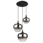 Corp de iluminat suspendat metal negru mat, sticlă fumurie, cablu textil negru, ø: 480 mm, I: 1200 mm, diametru sticlă: 1 x 18, 24, 29 cm, fără becuri 3xE27 40W 230V - imagine 4