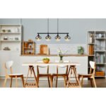 Lampă suspendată din metal negru mat, sticlă colorată fumurie, gradient transparent, cablu textil negru, LxLxA: 900x150x1200mm, fără 4x E27 40W 230V - imagine 2
