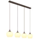 Lampă suspendată din metal de culoare cafea, sticlă alb, cablu textil negru, L x l x I: 1000x180x1200mm, fără 4x E27 40W 230V