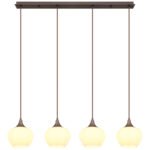 Lampă suspendată din metal de culoare cafea, sticlă alb, cablu textil negru, L x l x I: 1000x180x1200mm, fără 4x E27 40W 230V - imagine 4