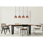 Lampă suspendată metal negru mat, metal negru-cromat, sticlă de culoare cupru, gradient transparent, cablu textil negru, LxLxA: 1000x180x1200mm, fără 4x E27 40W 230V - imagine 2