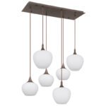 Lampă suspendată din metal de culoare cafea, sticlă alb, cablu textil negru, 2 pahare diferite, L x l x I: 860x420x1200mm, sticlă-ø: 3 x 18 cm și 24 cm fiecare, fără 6x E27 40W 230V - imagine 3