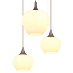 Lampă suspendată din metal de culoare cafea, sticlă alb, cablu textil negru, 2 pahare diferite, L x l x I: 860x420x1200mm, sticlă-ø: 3 x 18 cm și 24 cm fiecare, fără 6x E27 40W 230V - imagine 5