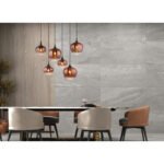 Lampă suspendată din metal negru mat, metal negru-cromat, sticlă de culoare cupru, gradient transparent, cablu textil negru, LxLxA: 860x420x1200mm, diametrul sticlei: 3 x 18 cm și 24 cm fiecare, fără 6x E27 40W 230V - imagine 2