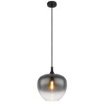 Corp de iluminat suspendat metal negru mat, sticlă fumurie, cablu textil negru, ø: 290mm, I: 1200mm, fără bec 1x E27 60W 230V