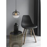 Corp de iluminat suspendat metal negru mat, sticlă fumurie, cablu textil negru, ø: 290mm, I: 1200mm, fără bec 1x E27 60W 230V - imagine 3