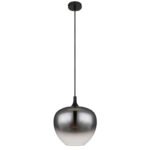 Corp de iluminat suspendat metal negru mat, sticlă fumurie, cablu textil negru, ø: 290mm, I: 1200mm, fără bec 1x E27 60W 230V - imagine 4