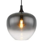Corp de iluminat suspendat metal negru mat, sticlă fumurie, cablu textil negru, ø: 290mm, I: 1200mm, fără bec 1x E27 60W 230V - imagine 5