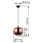 Lampă suspendată metal negru mat, metal negru-cromat, sticlă de culoarea cuprului, gradient transparent, cablu textil negru, ø: 290mm, H: 1200mm, fără 1x E27 60W 230V - imagine 6