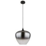 Lampă suspendată metal negru mat, sticlă fumurie, gradient transparent, cablu textil negru, ø: 400mm, H: 1200mm, excl. 1x E27 60W 230V - imagine 3