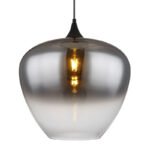 Lampă suspendată metal negru mat, sticlă fumurie, gradient transparent, cablu textil negru, ø: 400mm, H: 1200mm, excl. 1x E27 60W 230V - imagine 4